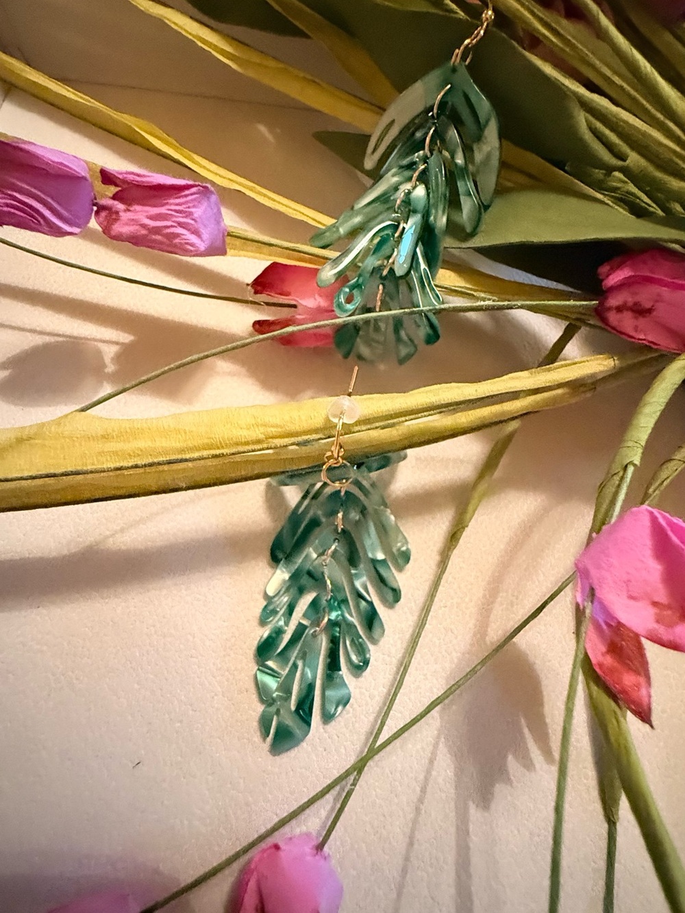 Teal Leaf Dangle Earrings - Women Jewelry